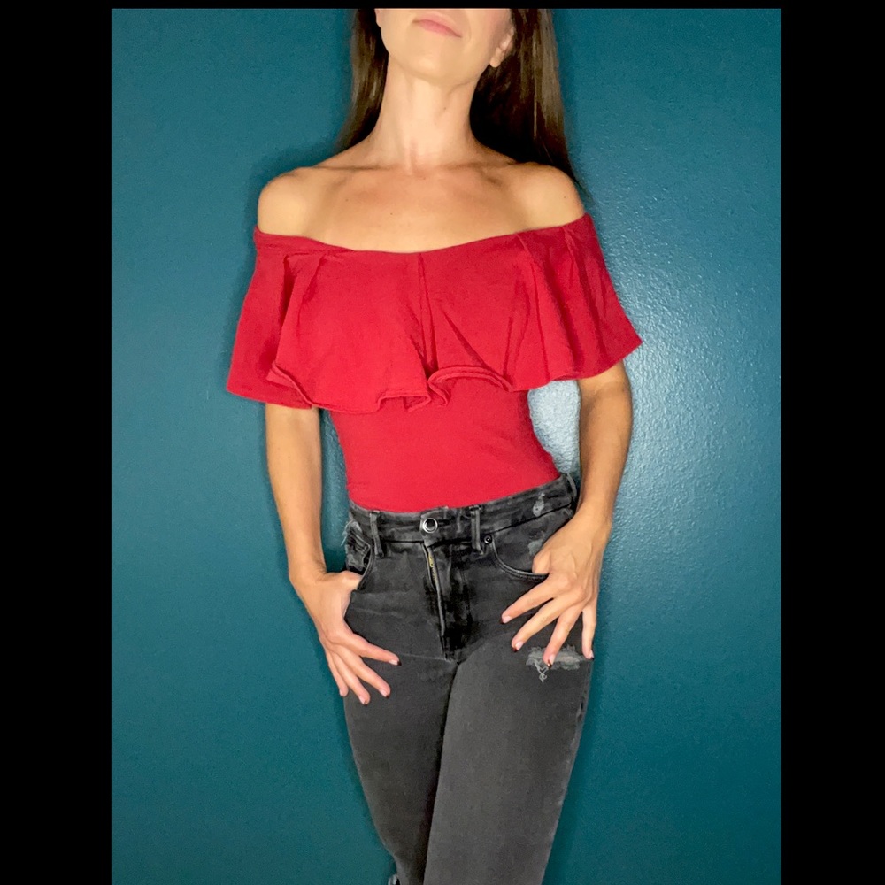 Free People Red Petal Top